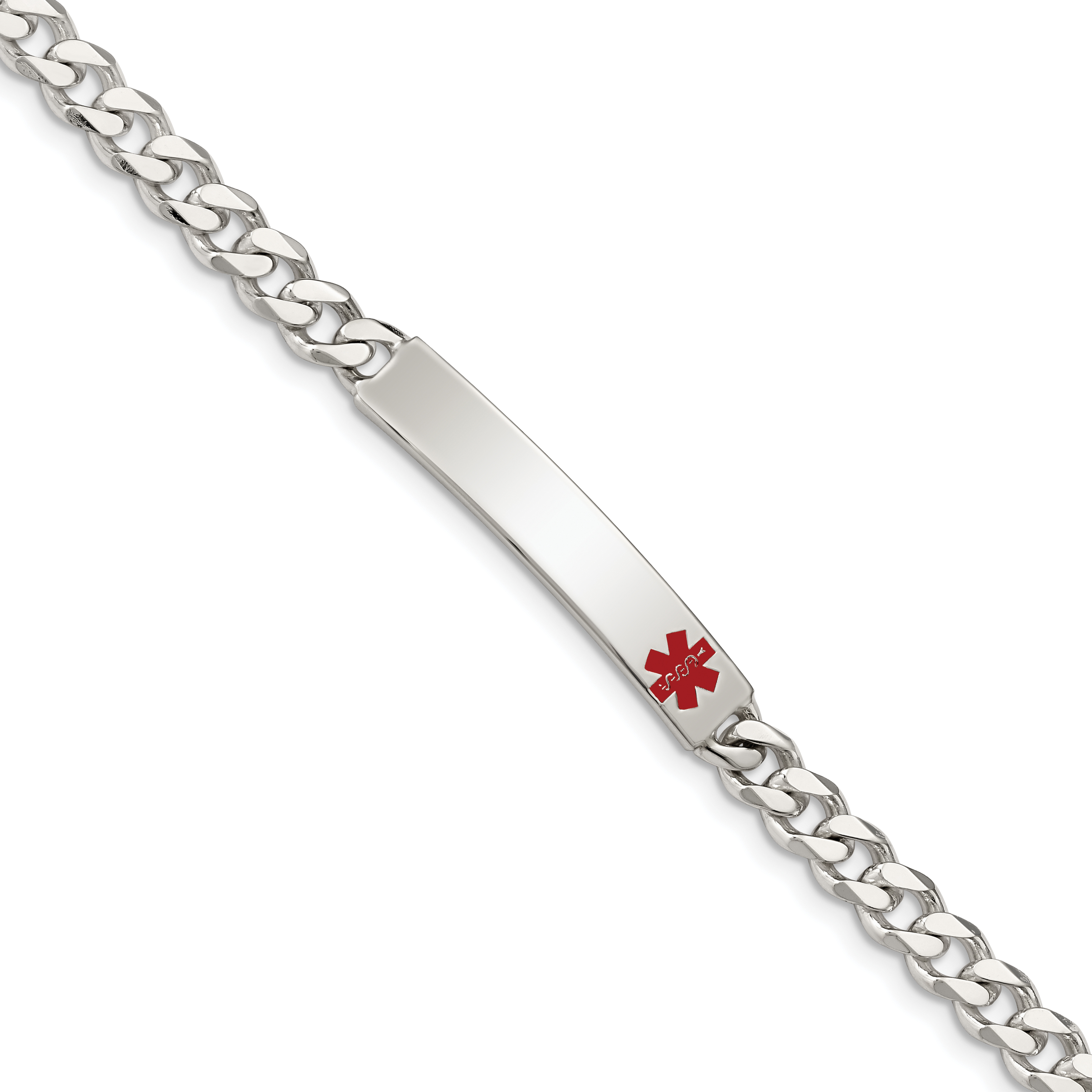 Sterling Silver Polished Medical Curb Link ID Bracelet (XSM167-7.5)