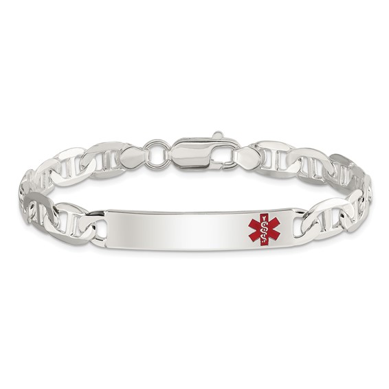 Sterling Silver Polished Medical Anchor Link ID Bracelet