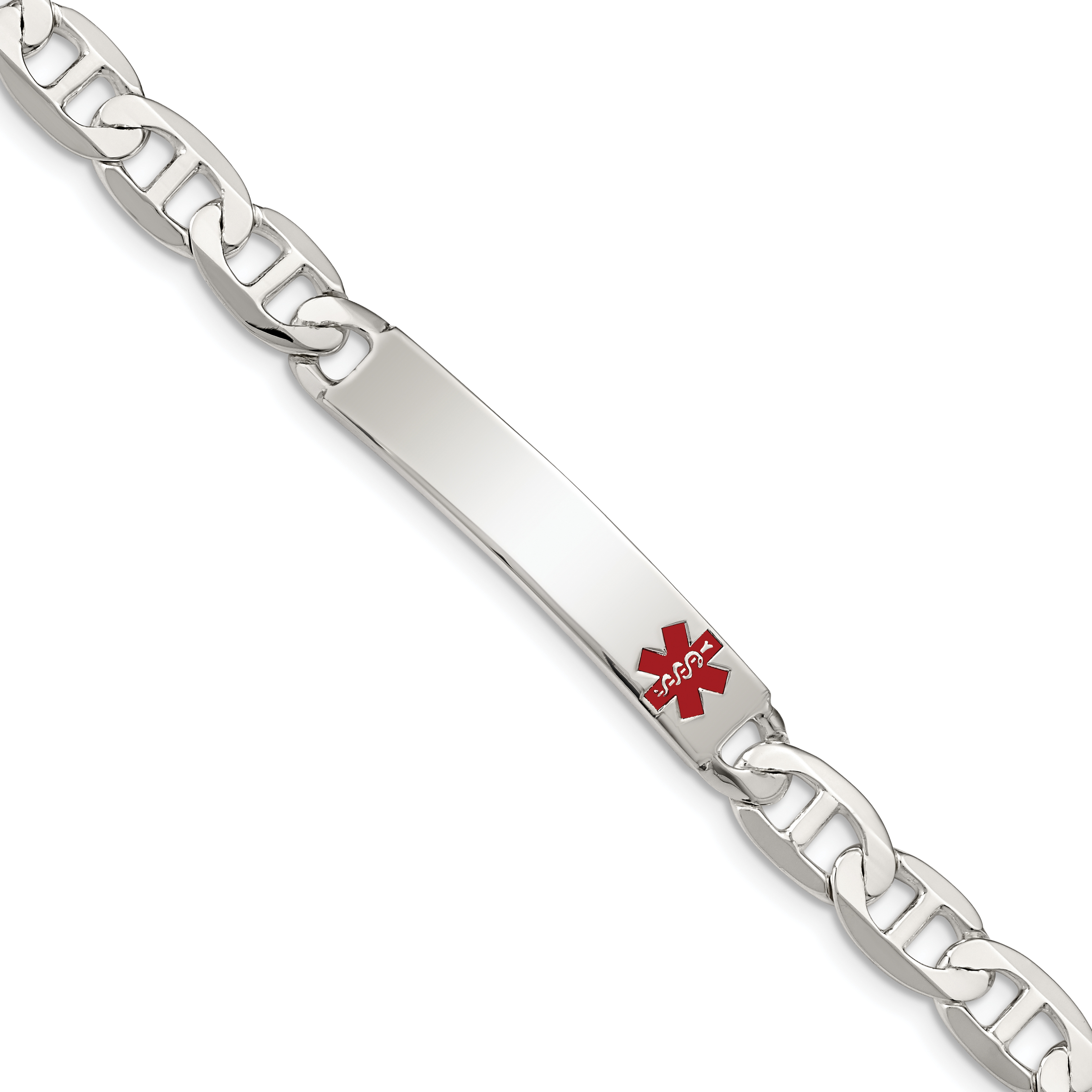 Sterling Silver Polished Medical Anchor Link ID Bracelet (XSM168-7.5)