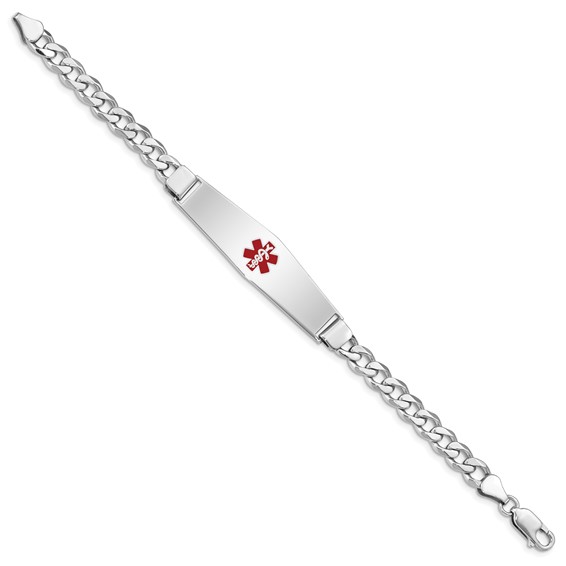 Sterling Silver Rhodium-plated Medical ID Curb Link Bracelet