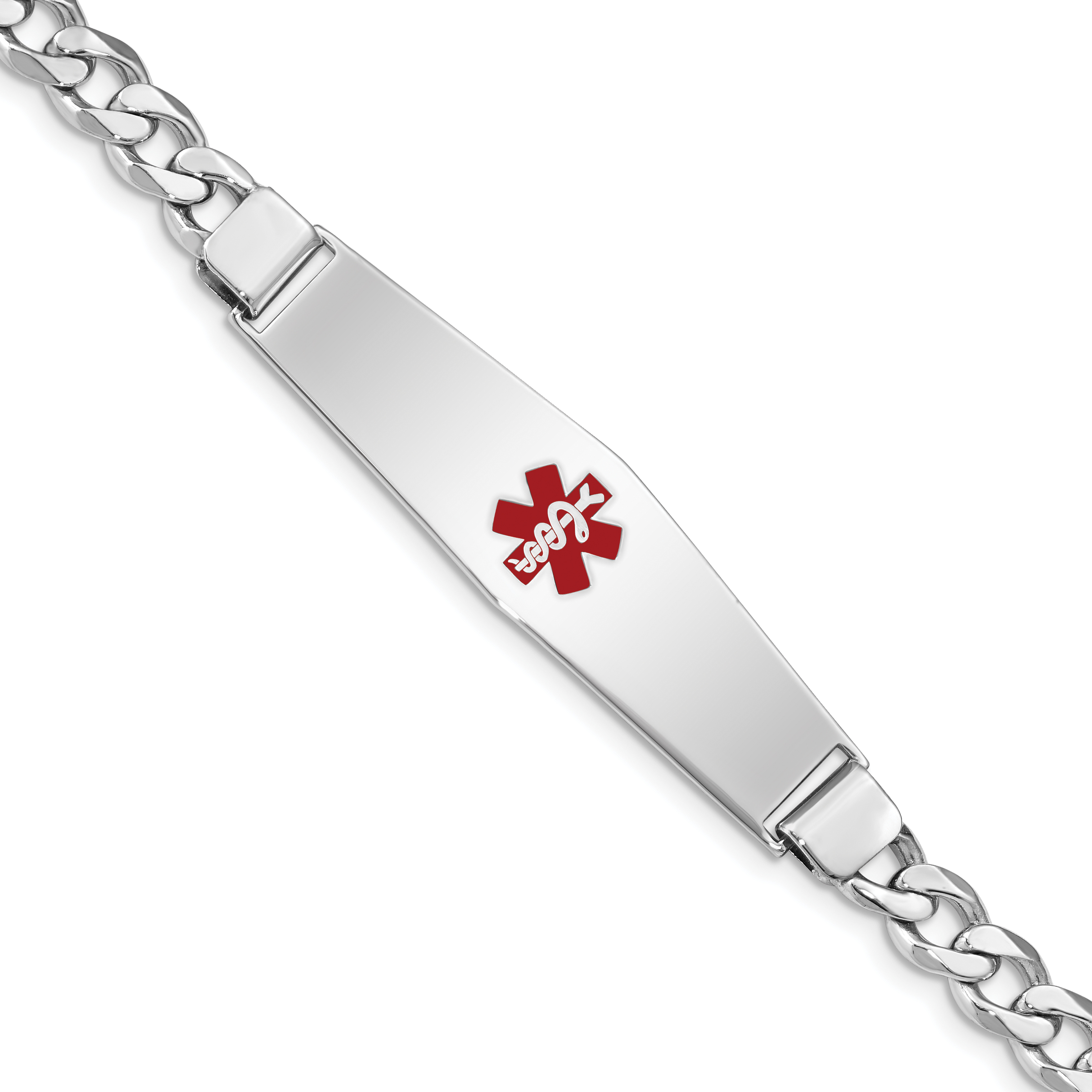 Sterling Silver Rhodium-plated Medical ID Curb Link Bracelet (XSM17-8)