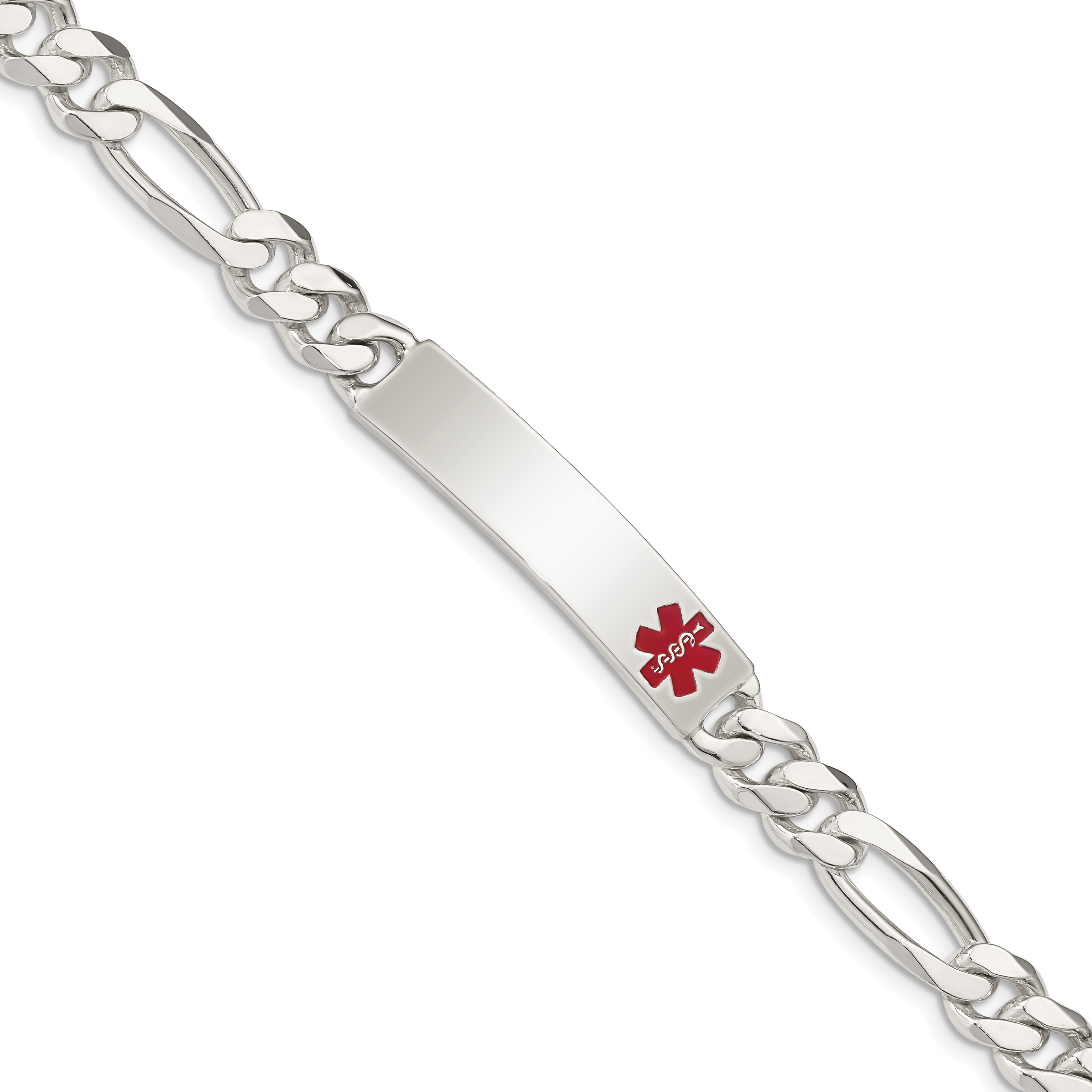 Sterling Silver Polished Medical Figaro Anchor Link ID Bracelet (XSM170-7.5)