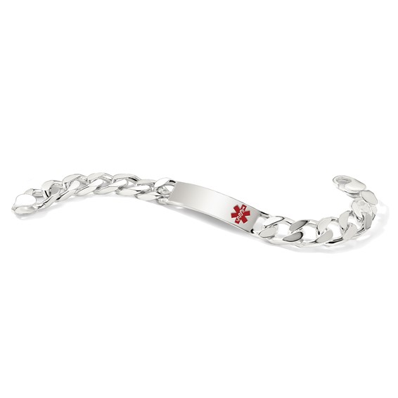 Sterling Silver Polished Medical Curb Link ID Bracelet