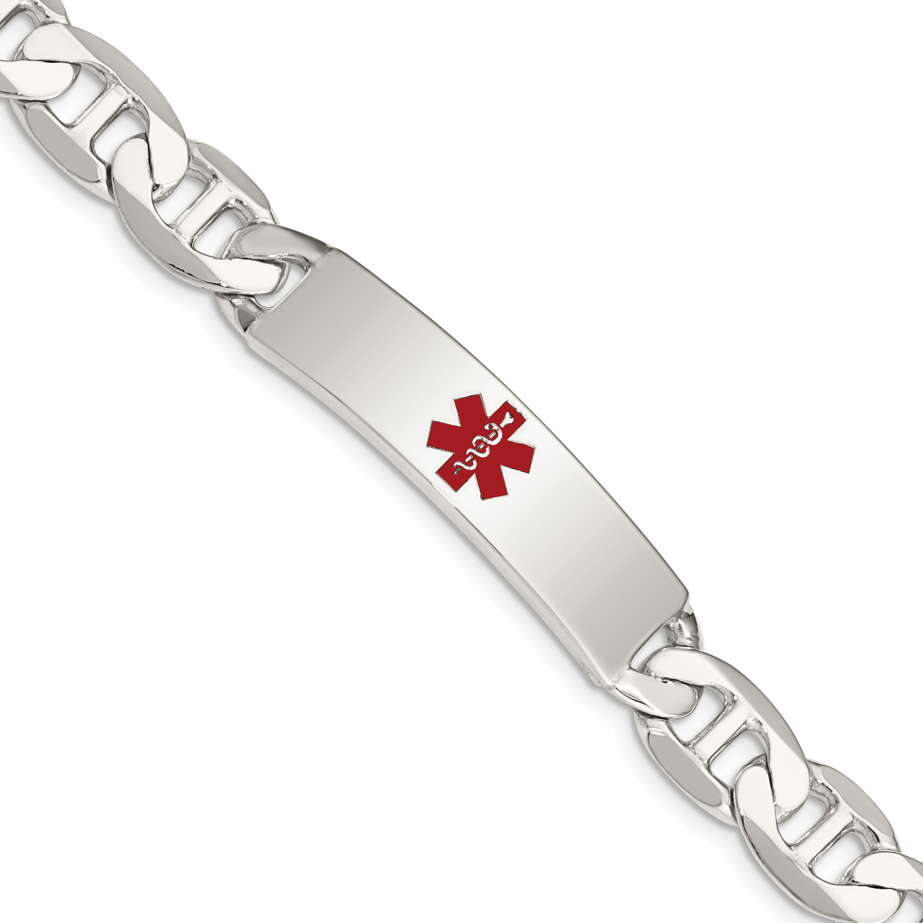 Sterling Silver Polished Medical Anchor Link ID Bracelet (XSM174-7.5)