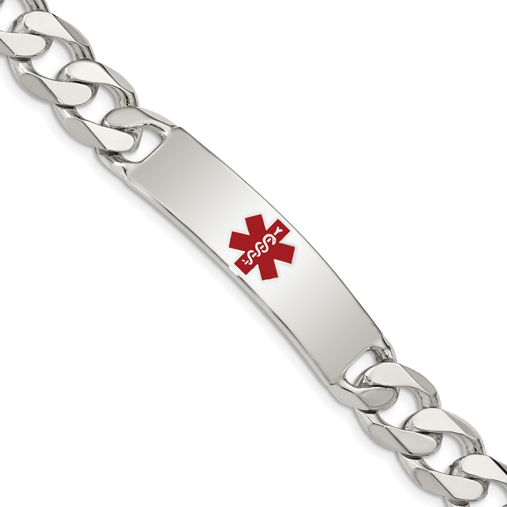 Sterling Silver Polished Medical Curb Link ID Bracelet (XSM175-8.5)