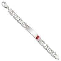 Sterling Silver Polished Medical Anchor Link ID Bracelet view 2