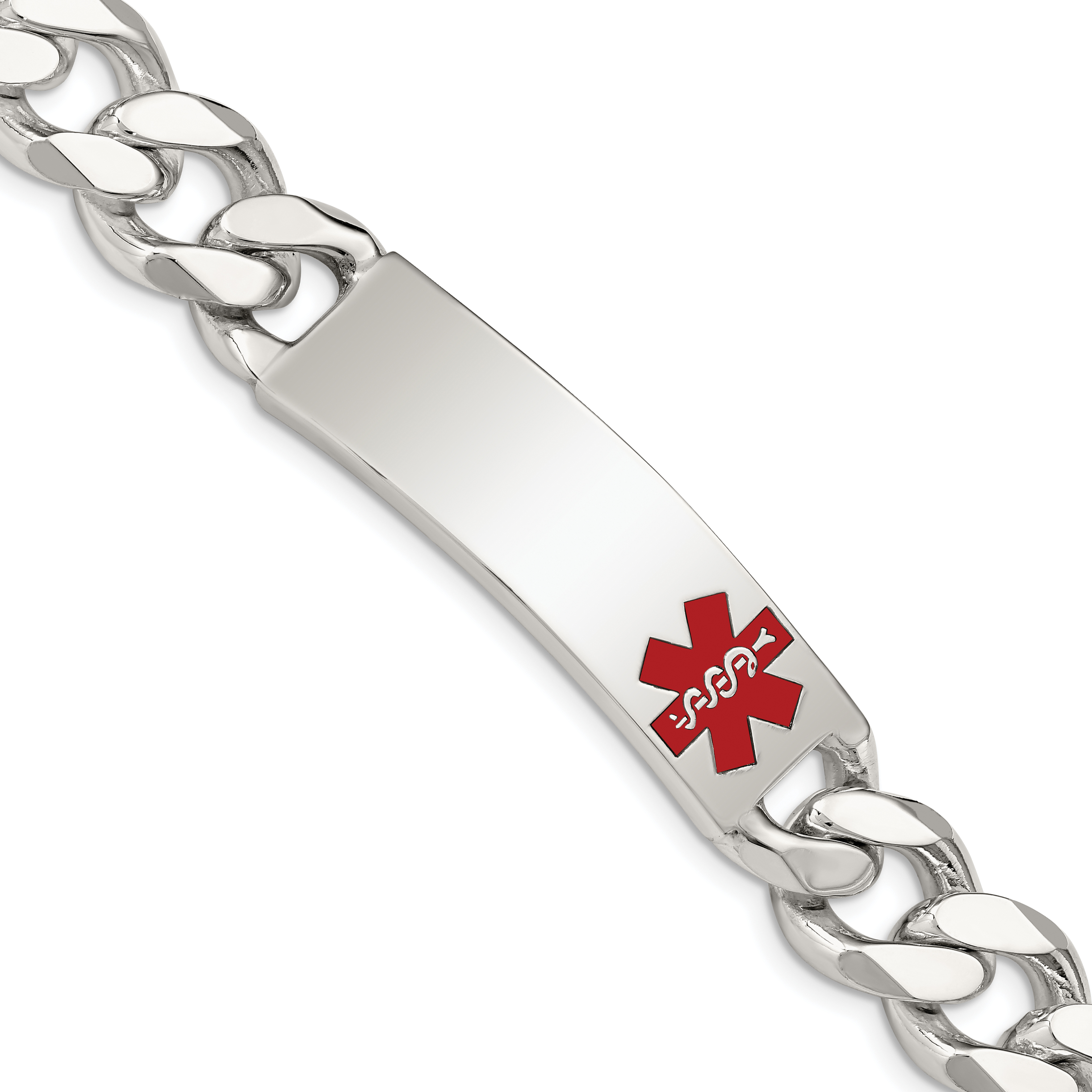 Sterling Silver Polished Medical Curb Link ID Bracelet (XSM180-7.5)