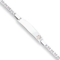 Sterling Silver Rhod-plt Non-enameled Medical ID Anchor Link Bracelet view 1