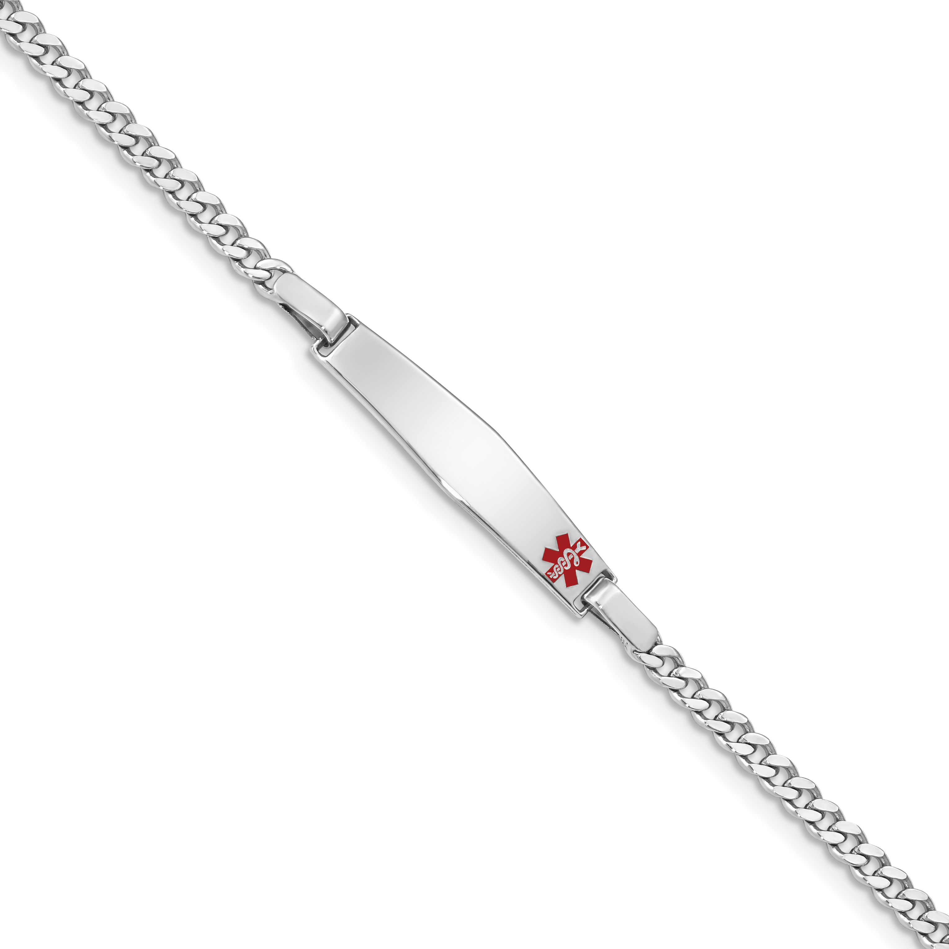 Sterling Silver Rhodium-plated Medical ID Curb Link Bracelet (XSM20-8)