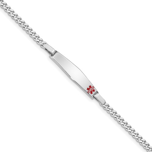 Sterling Silver Rhodium-plated Medical ID Curb Link Bracelet