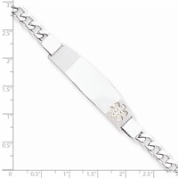 Sterling Silver Rhod-plated Non-enameled Medical ID Curb Link Bracelet view 2