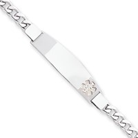 Sterling Silver Rhod-plated Non-enameled Medical ID Curb Link Bracelet view 1