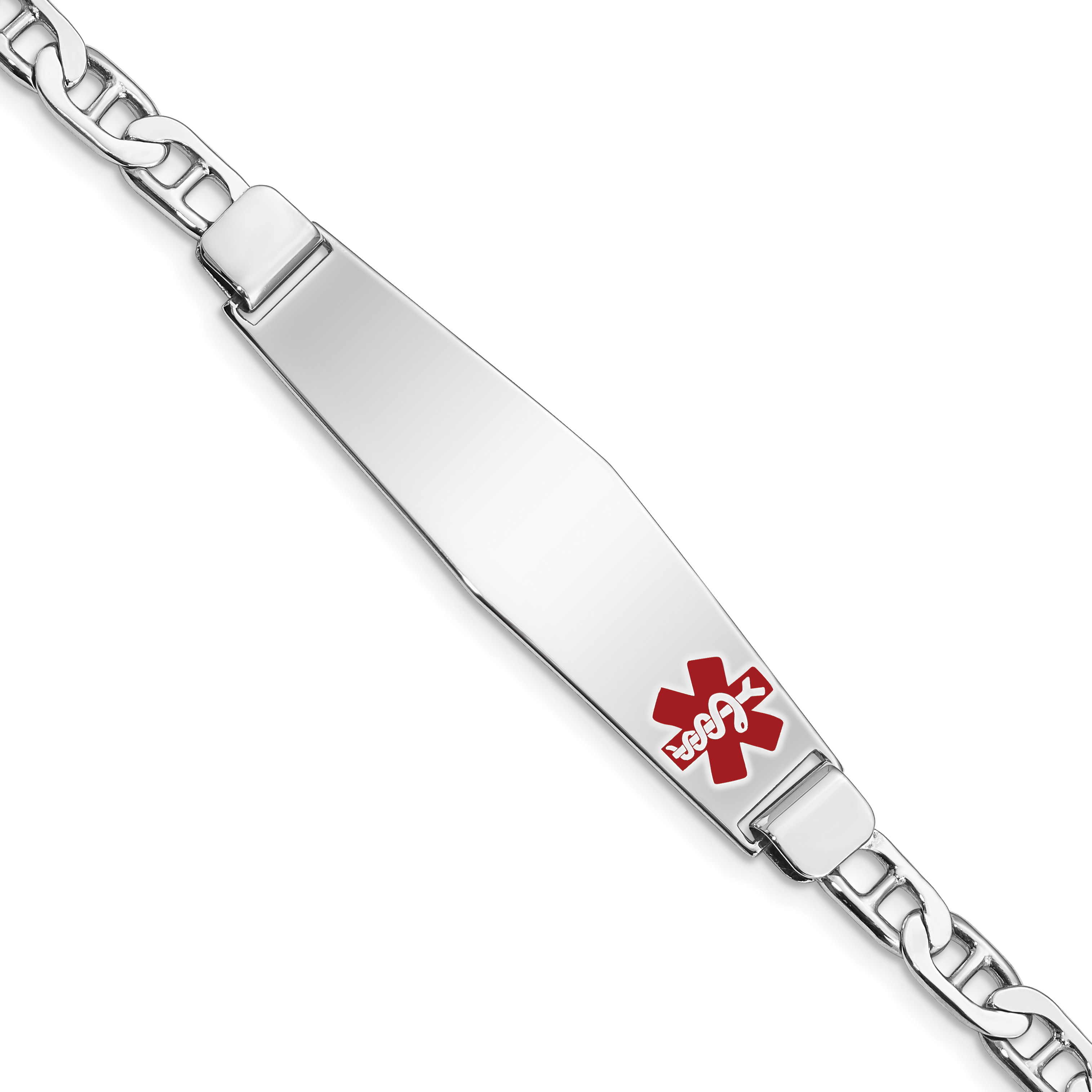 Sterling Silver Rhodium-plated Medical ID Anchor Link Bracelet (XSM26-8)