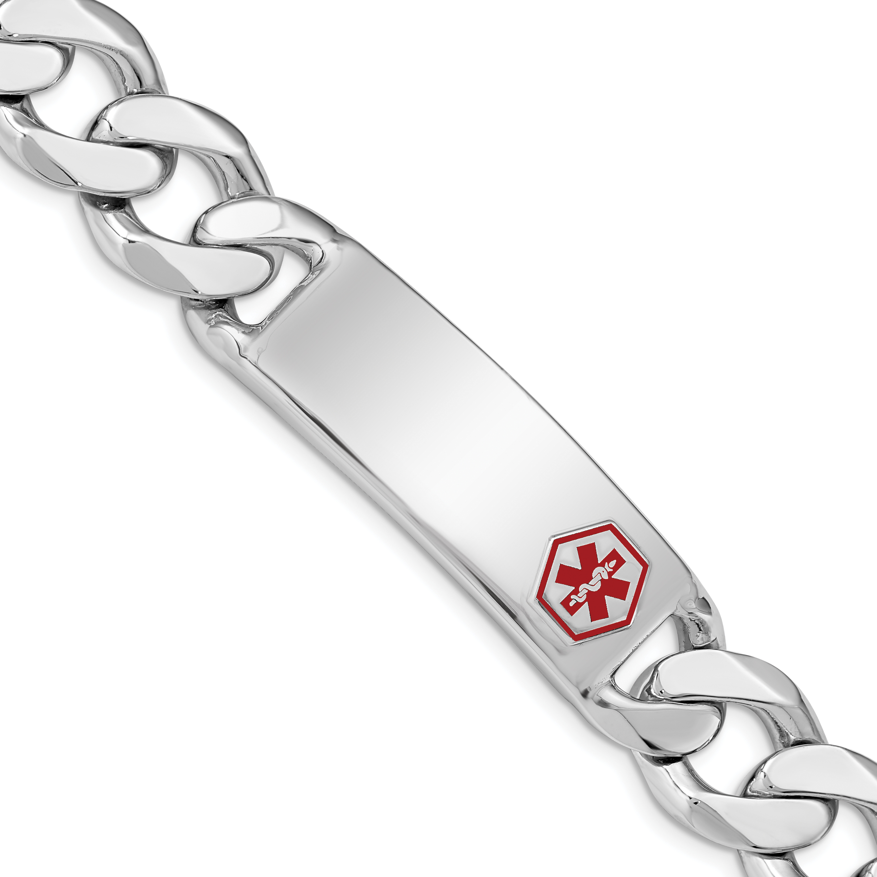 Sterling Silver Rhodium-plated Medical ID Curb Link Bracelet (XSM29-8)