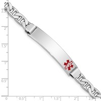 Sterling Silver Rhodium-plated Anchor Link Off-Center Red Enamel 43x 9mm Plate Medical ID Bracelet, 8" view 4