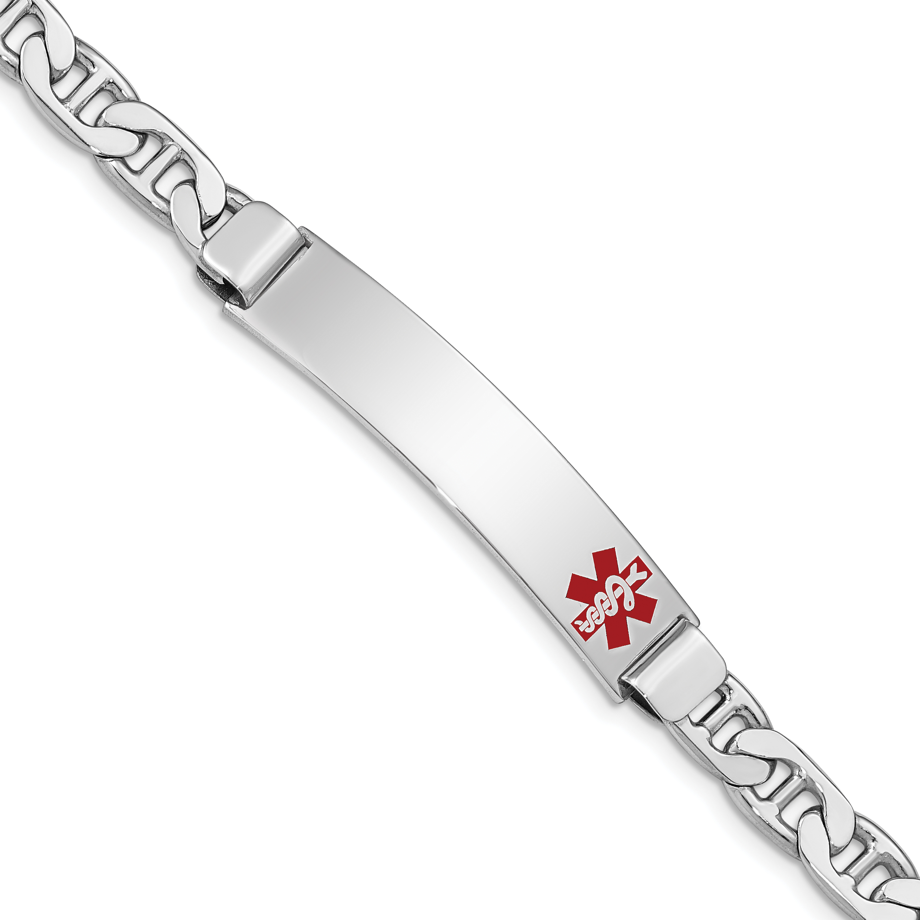 Sterling Silver Rhodium-plated Medical ID Anchor Link Bracelet (XSM30-8)
