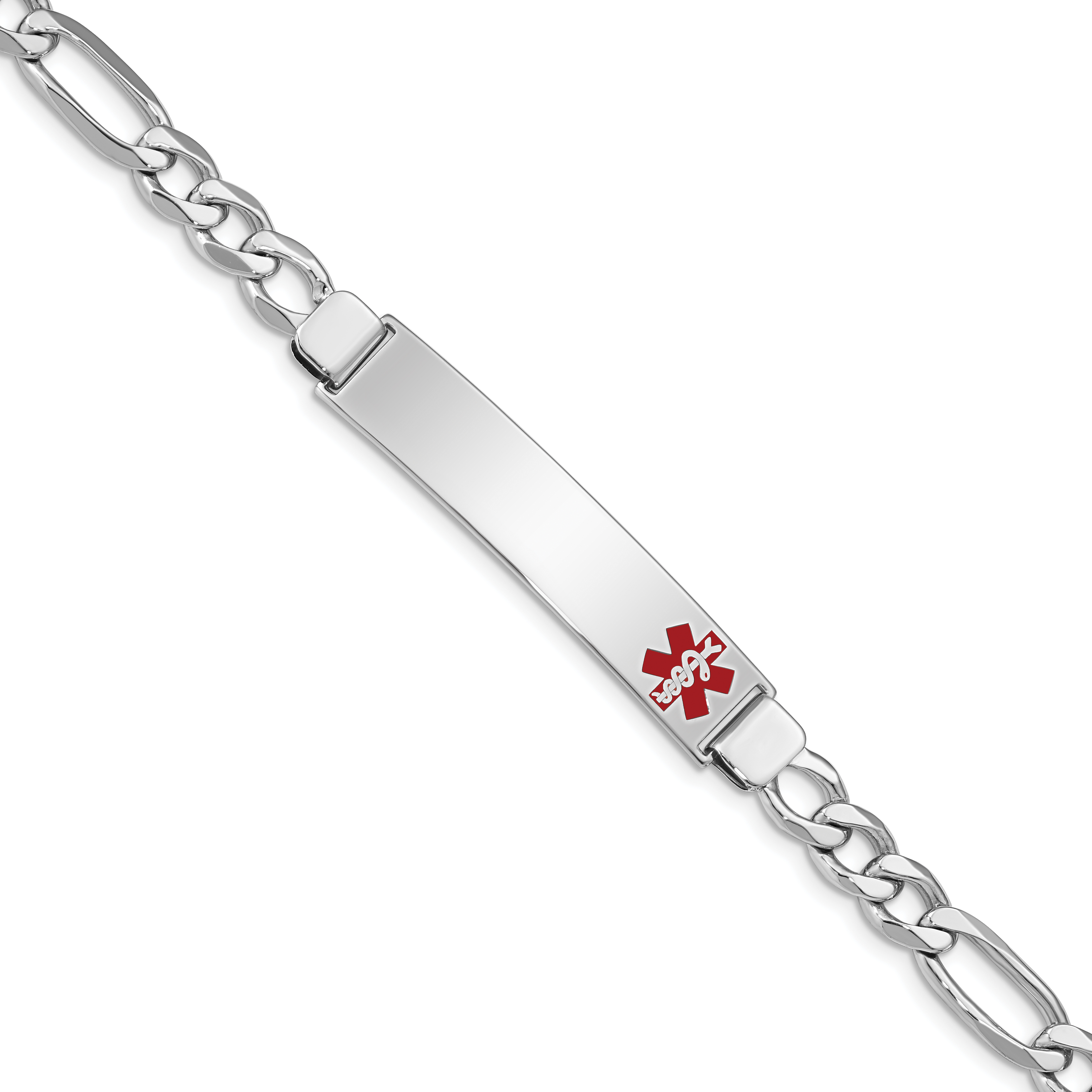 Sterling Silver Rhodium-plated Medical ID Figaro Link Bracelet (XSM31-8)