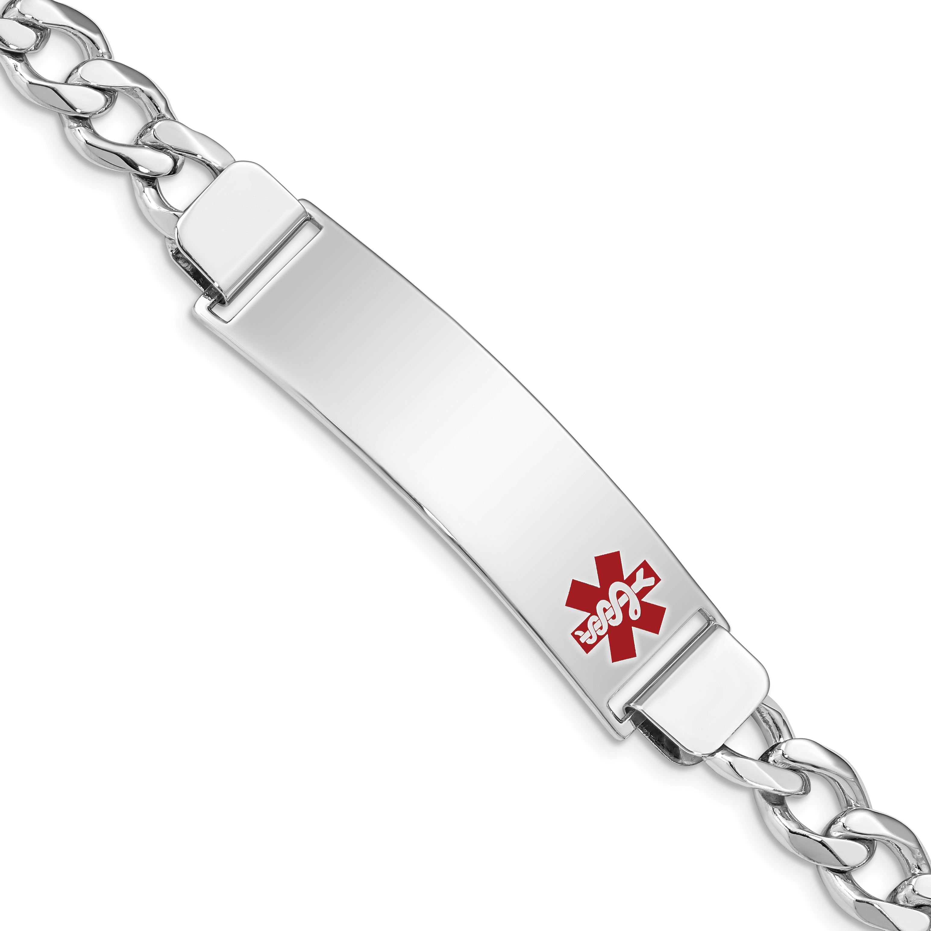 Sterling Silver Rhodium-plated Medical ID Curb Link Bracelet (XSM34-8)