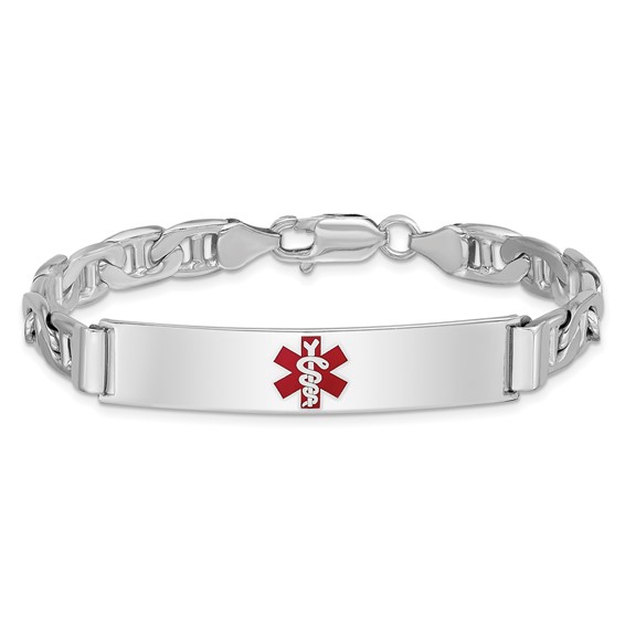 Sterling Silver Rhodium-plated Medical ID Anchor Link Bracelet