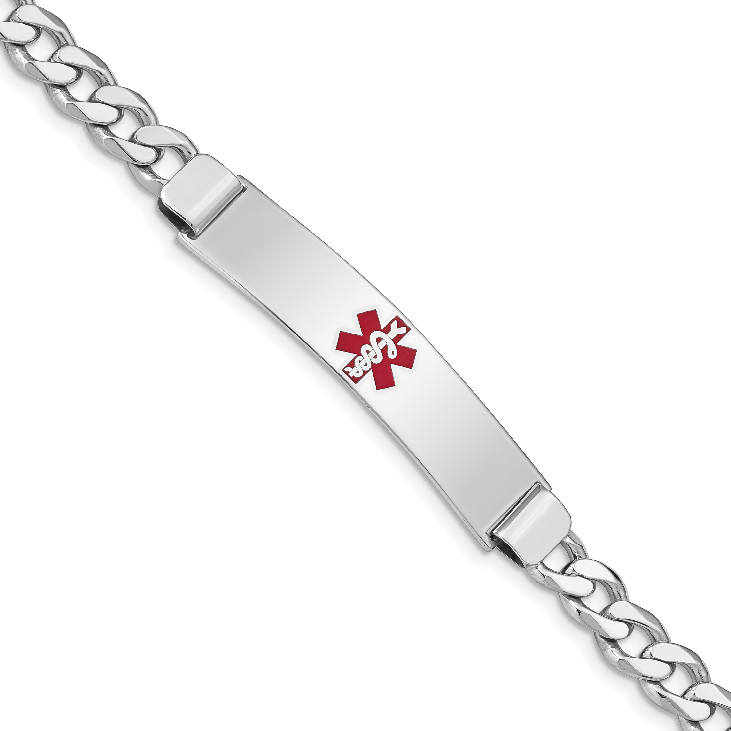 Sterling Silver Rhodium-plated Medical ID Curb Link Bracelet (XSM37-8)