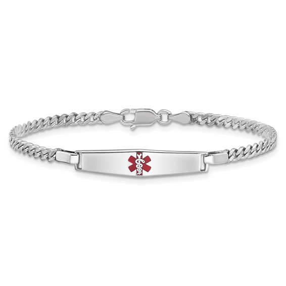 Sterling Silver Rhodium-plated Medical ID Curb Link Bracelet