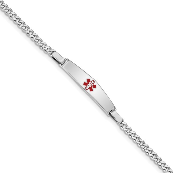 Sterling Silver Rhodium-plated Medical ID Curb Link Bracelet