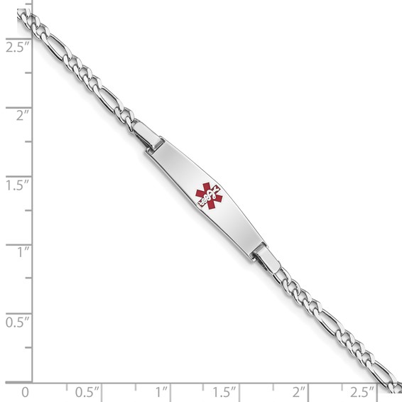 Sterling Silver Rhodium-plated Medical ID Figaro Link Bracelet
