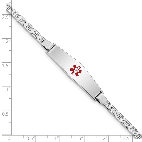 Sterling Silver Rhodium-plated Medical ID Anchor Link Bracelet