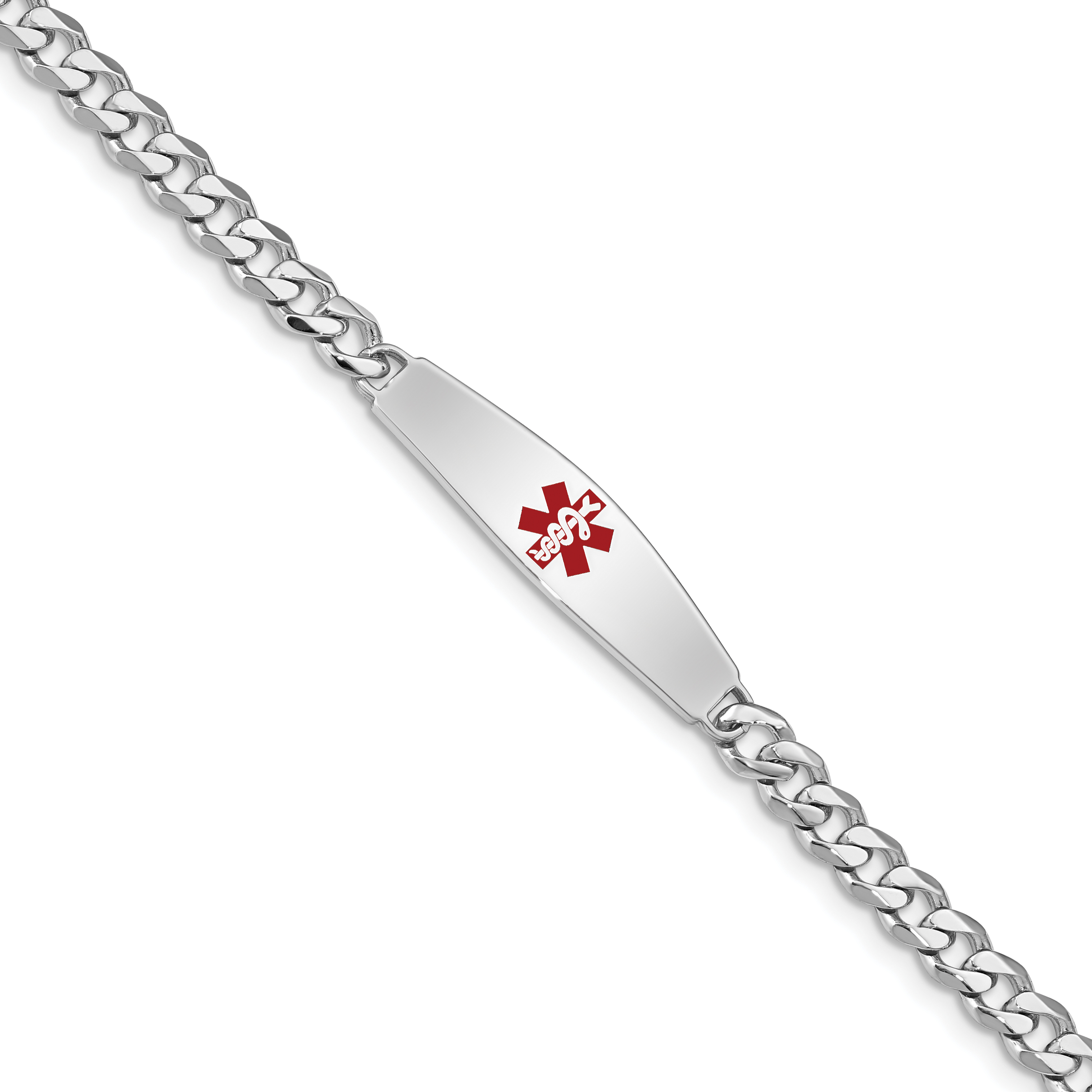 Sterling Silver Rhodium-plated Medical ID Bracelet w/Curb Link (XSM5-7)