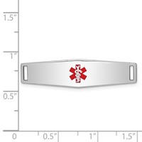 Sterling Silver Rhodium-plated Centered Red Enamel 37x 9mm Medical ID Plate view 2