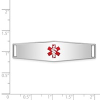 Sterling Silver Rhodium-plated Centered Red Enamel 50x 13mm Medical ID Plate view 3