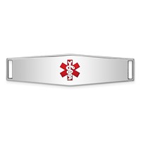 Sterling Silver Rhodium-plated Centered Red Enamel 50x 13mm Medical ID Plate view 1