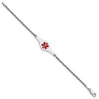 Sterling Silver Rhod-plated Children's Medical ID Bracelet with Rope Li view 2