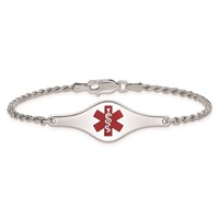Sterling Silver Rhod-plated Children's Medical ID Bracelet with Rope Li view 3
