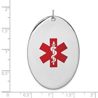 Sterling Silver Rhodium-plated Oval Medical Jewelry Pendant view 4