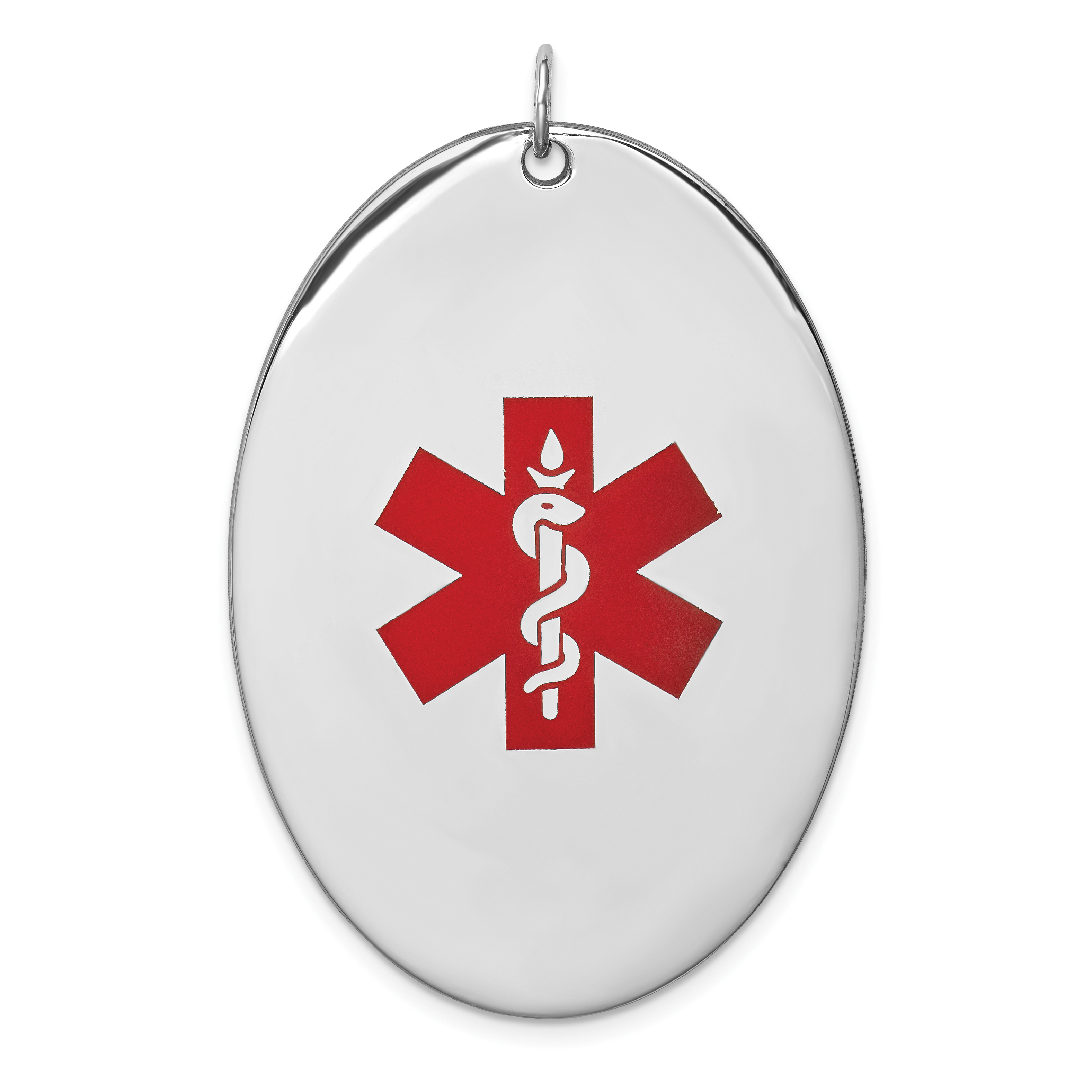 Sterling Silver Rhodium-plated Oval Medical Jewelry Pendant (XSM63)