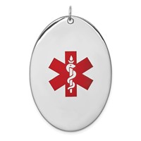 Sterling Silver Rhodium-plated Oval Medical Jewelry Pendant view 1