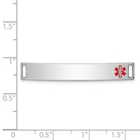Sterling Silver Rhodium-plated Off-Center Red Enamel 40x 6mm Medical ID Plate view 2