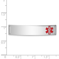 Sterling Silver Rhodium-plated Off-Center Red Enamel 43x 9mm Medical ID Plate view 2