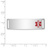 Sterling Silver Rhodium-plated Off-Center Red Enamel 45x 12mm Medical ID Plate view 2