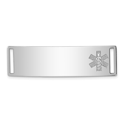 Sterling Silver Rhodium-plated Non-enameled Medical ID Plate
