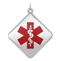 Sterling Silver Rhodium-plated Medical Jewelry Pendant view 1