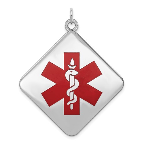 Sterling Silver Rhodium-plated Medical Jewelry Pendant