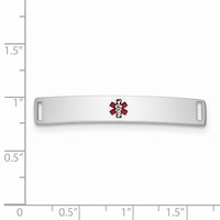 Sterling Silver Rhodium-plated Centered Red Enamel 40x 6mm Medical ID Plate view 2
