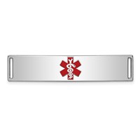 Sterling Silver Rhodium-plated Centered Red Enamel 43x 9mm Medical ID Plate view 1