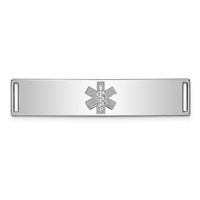 Sterling Silver Rhodium-plated Non-enameled Medical ID Plate view 1