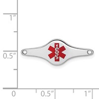 Sterling Silver Rhodium-plated Red Enamel 25x 9mm Medical ID Plate view 3