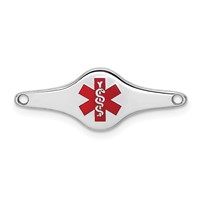 Sterling Silver Rhodium-plated Red Enamel 25x 9mm Medical ID Plate view 1