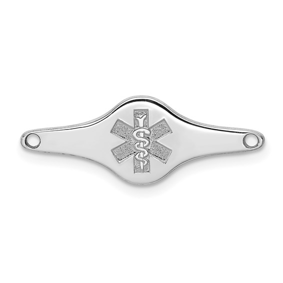 Sterling Silver Rhodium-plated Non-enameled Medical ID Plate
