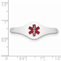 Sterling Silver Rhodium-plated Red Enamel 33x 11mm Medical ID Plate view 3